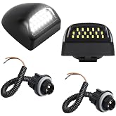 Gempro LED License Plate Light Rear Tag Lamp Assembly with Socket Wire Harness for Cadillac Escalade Chevy Silverado 1500 2500 3500 Suburban Tahoe GMC Sierra 1500 2500 3500 Yukon XL, 6000K White