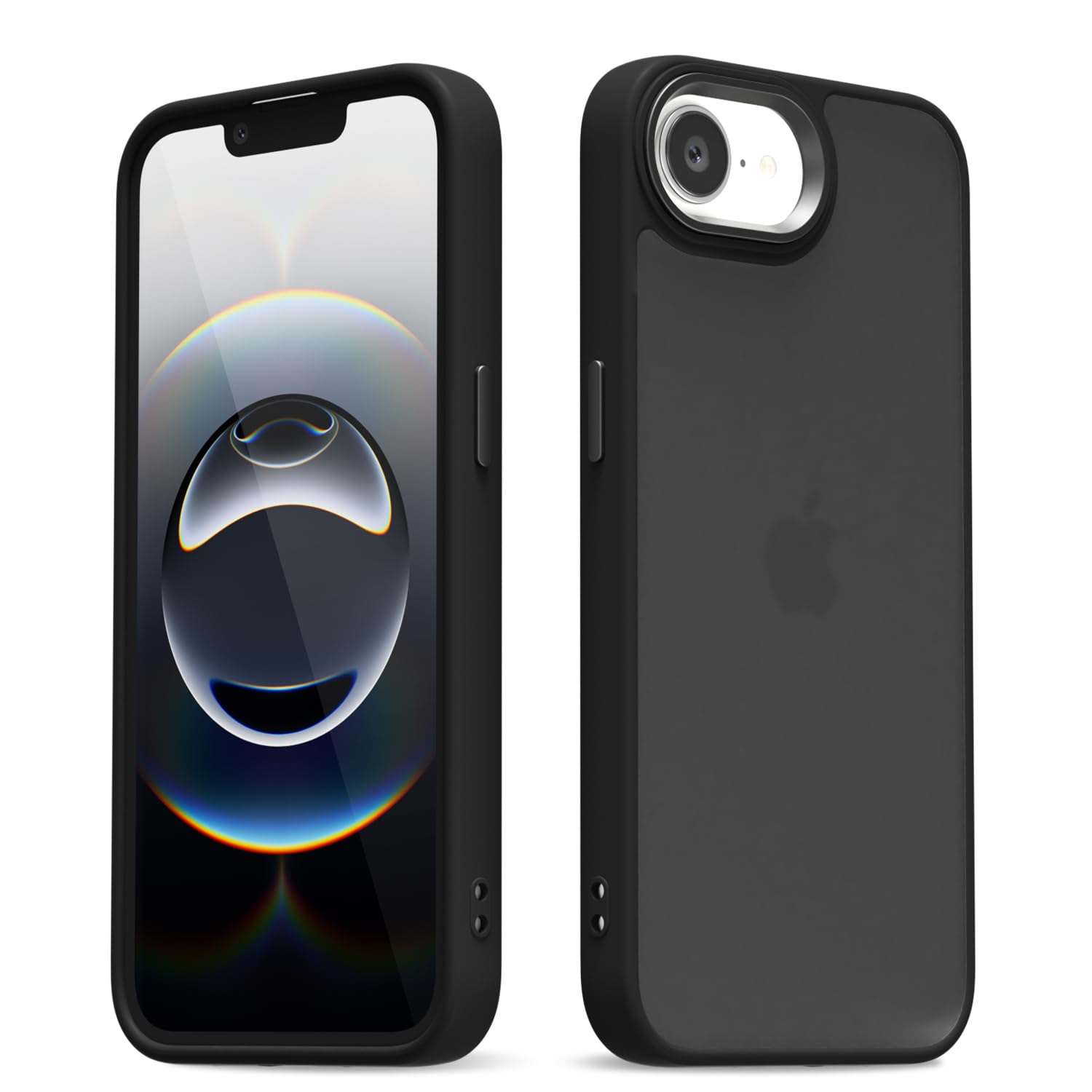 oakxco for iPhone 16e Case Matte Clear, Translucent 16e Phone Case, Anti-Fingerprint Frosted Hard Plastic & Soft Silicone Bumper, Slim Thin Smooth Cover for Men Women, Black