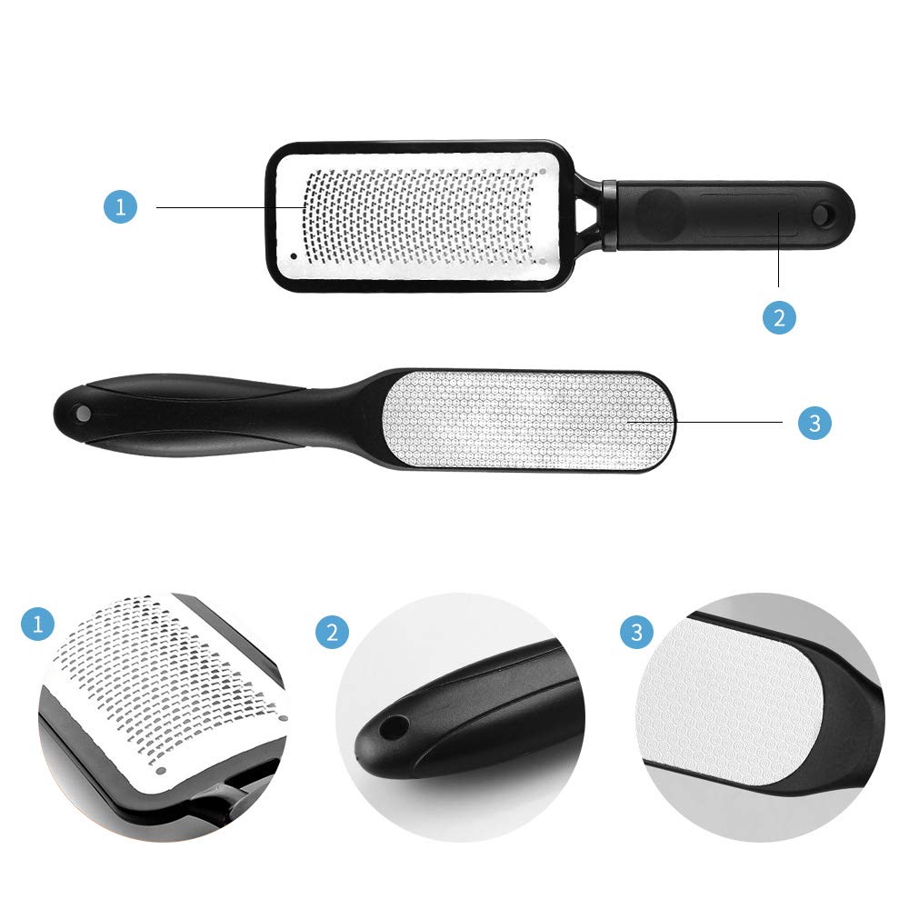 Foot Files Callus Remover 2 Pcs Stainless Steel Foot Rasp and Dual Sided Foot File Professional Pedicure Tools Premium Foot Scrubber with 5PCS Compression Towels : Beauty