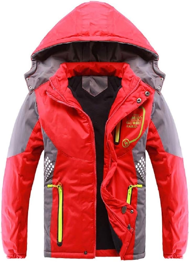Valentina Latest Boys Thicken Fleece Hooded Jacket Warm Quilted Coat Outdoor Cool Cute Fashion for Winter Autumn Spring: Clothing
