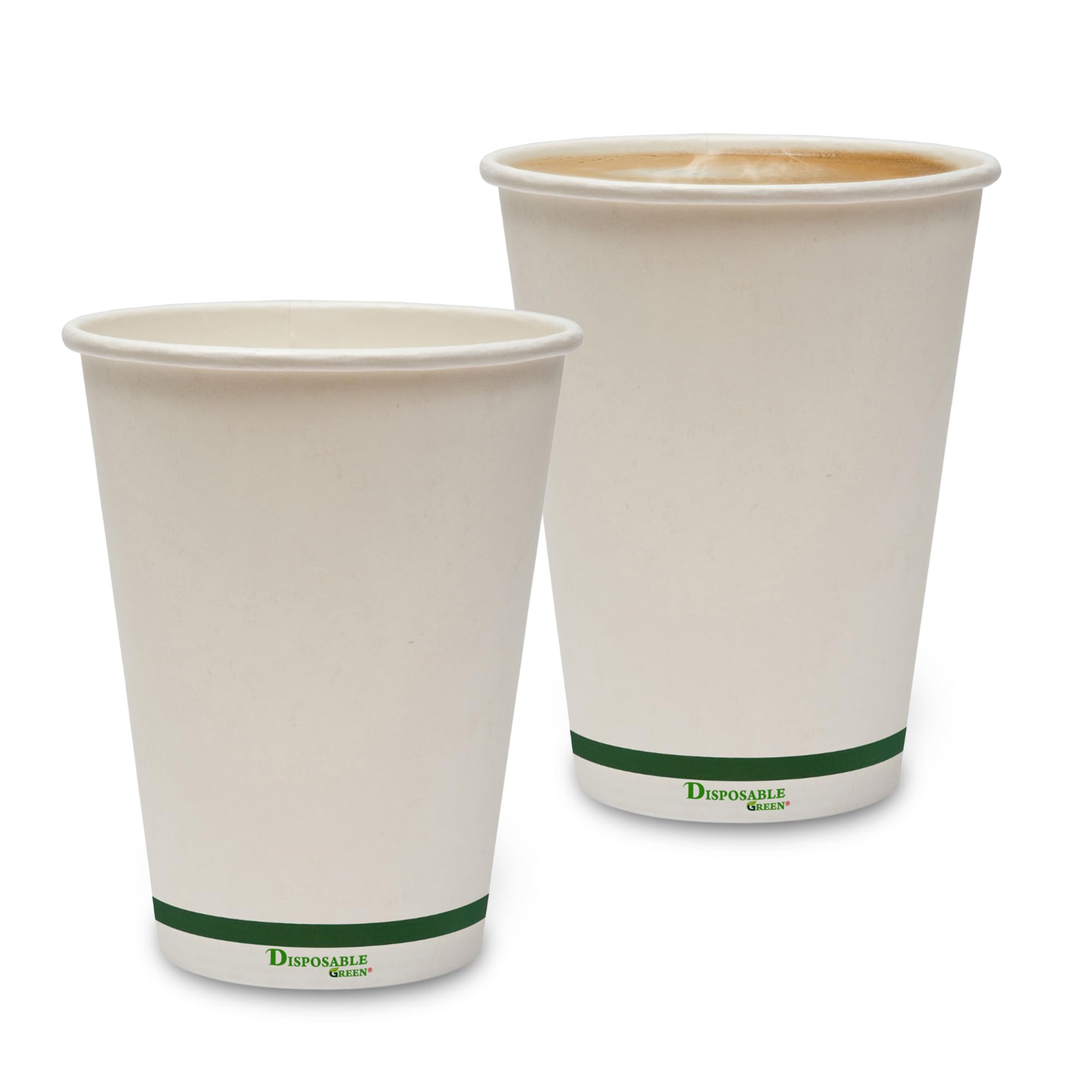 DISPOSABLE GREEN - NEXTGEN Single Wall Coffee Cups, Disposable Coffee Cups with Aqueous Lining, Takeaway Cups for Cold & Hot Drinks, Sturdy & Leak Proof Disposable Cup, 12 oz, 50 Pack