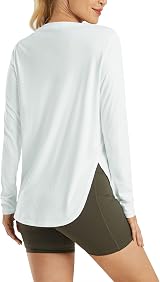 G4Free Women UPF 50+ Long Sleeve Workout Shirt Cold Gear White view 5