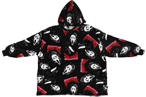 Ghostface All Over Stab Pattern Black Oversized Hooded Blanket
