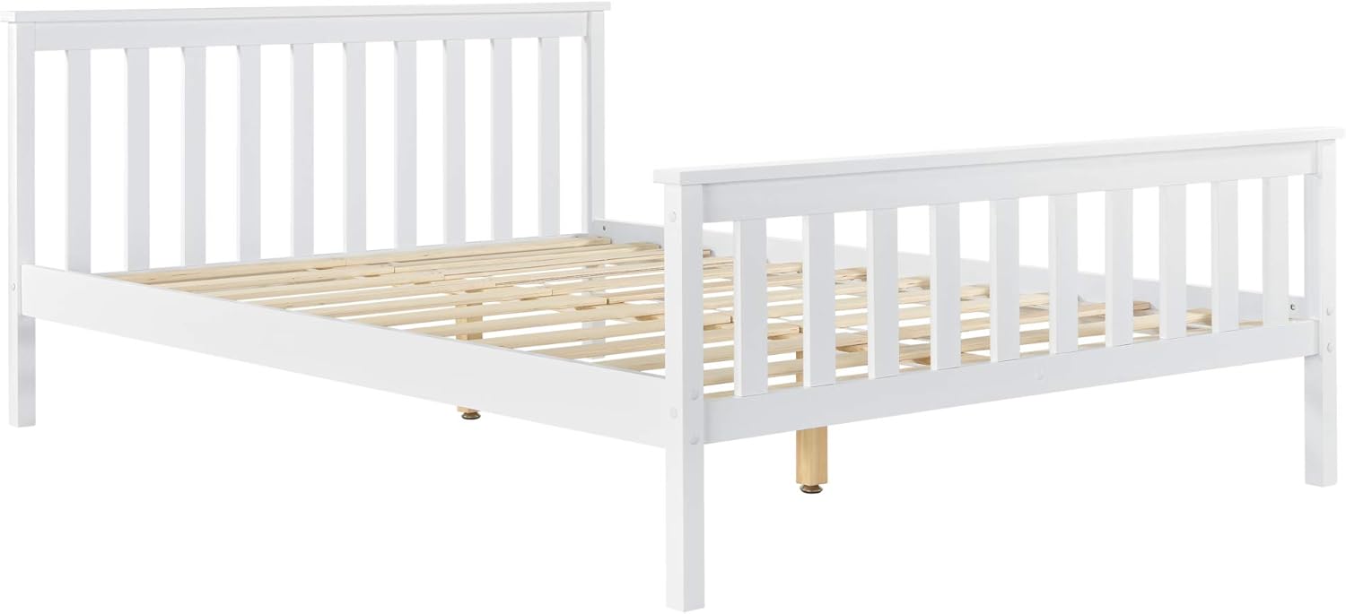 Lit Double Pour Adulte Cadre En Pin Avec Matela En Mousse Froid Et Sommier A Lattes 180 X 0 Cm Blanc En Casa Ameublement Et Decoration Cuisine Maison Banistreet Com