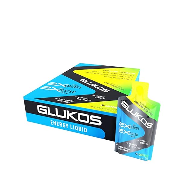 GLUKOS ENERGY GELS FOR RUNNERS 2OZ PACKETS, RUNNING GELS WITH ELECTROLYTES, TRAY OF 12 COUNT
