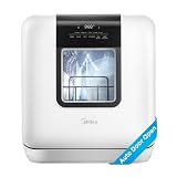 Midea MDC17P2DWW Countertop Dishwasher Portable with 6L(1.59G) Built-in Water Tank, 5+2 Programs, Auto Door Open, Dual Drying System, Energy-Saving and Odor Removal, for Apartments, Dorms& RVs, White