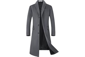 ELETOP Men's Trench Coat Long Wool Jacket Winter Overcoat Pea Coat