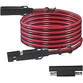 SAE 16AWG Heavy Duty 6FT Battery Charger Extension Cord with Quick Disconnect SAE 2Pin Connector and Polarity Reverse Adapter