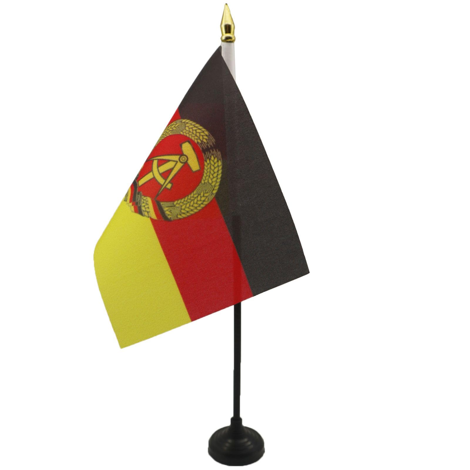 AZ FLAG - East Germany Table Flag 4'' x 6'' - German RDA Mini Desk Flag 100% Polyester 15 x 10 cm - Office Mini Banner with 10'' Pole - Golden Spear