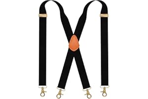 SupSuspen Snap Hook Suspenders for Men for Belt Loop Retro Suspenders Adjustable, Black, One Size