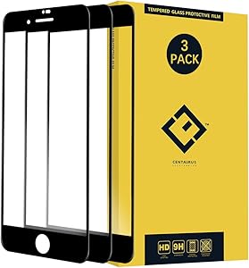 Compatible with iPhone 6 Plus / 6S Plus / 7 Plus / 8 Plus Glass Screen Protector-(3 Pack) Clear Anti-Scratch Ultra-Thin 9H Shatter Proof Full Coverage Silk Print Tempered Protective Film Black