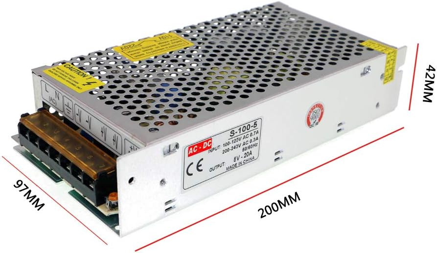 AC 110V/220V to DC 5V 20A 100W Switching Power Supply AC-DC Power adapter Transformer(5V 20A), Silver, 5V-20A-100W - Image 5