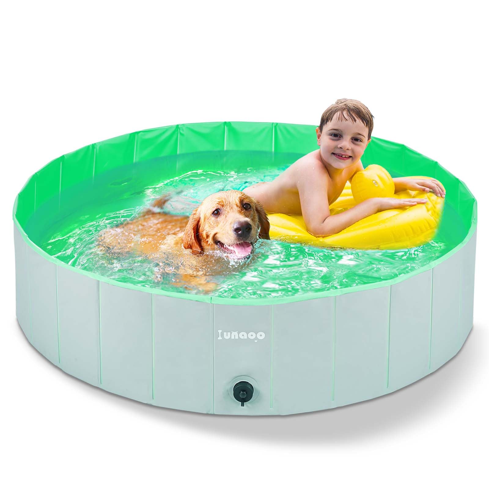 lunaoo Foldable Dog Paddling Pool, Portable Kiddie Pool for Kids, PVC Bathing Tub, Outdoor Swimming Pools for Large Small Dogs