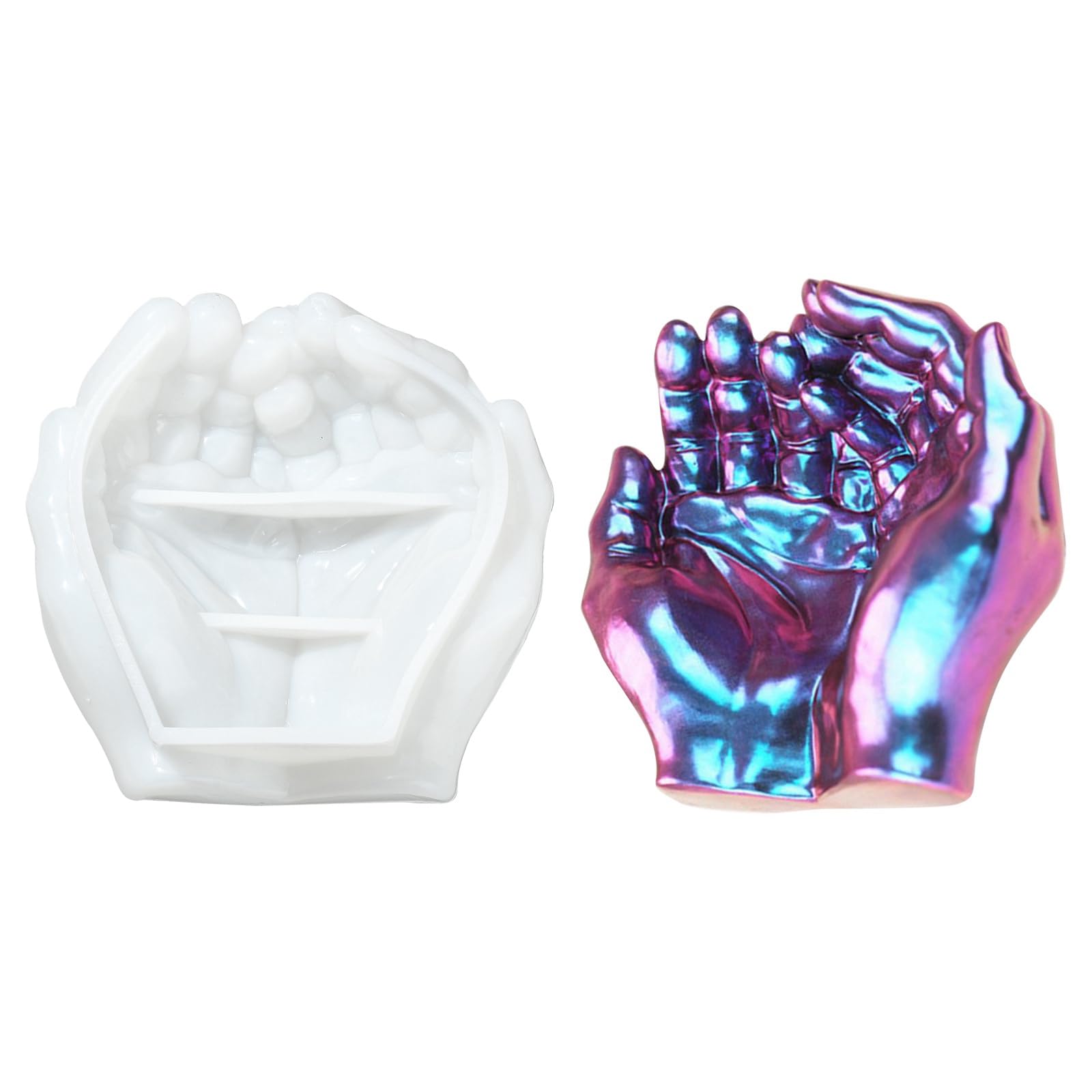 UR URLIFEHALL 2 Pcs 3D Hand Silicone Moulds Resin Tray Silicone Moulds Ashtray Succulent Pot Moulds for Holder Container Display Making
