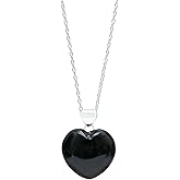 GEMINSPIRE Heart Pendant Necklace for Women, Gemstone Necklace, Heart Shape Pendant, Healing Crystal, 925 Sterling Silver 16+2" Adjustable Chain, Valentine's Day Gift for Her