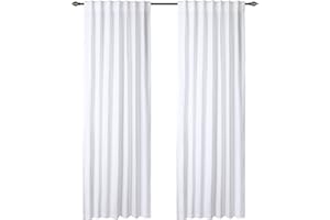 LFH HOME PRIVATE LIMITED LFH Home Cotton Curtains Textured Cotton Tab Top Curtains White Curtains Farmhouse White Curtains 96 Inch Long White Curtains Reverse Tab Top Living Room Kitchen Bedroom Curtains 50x96 Inch 2 Panels
