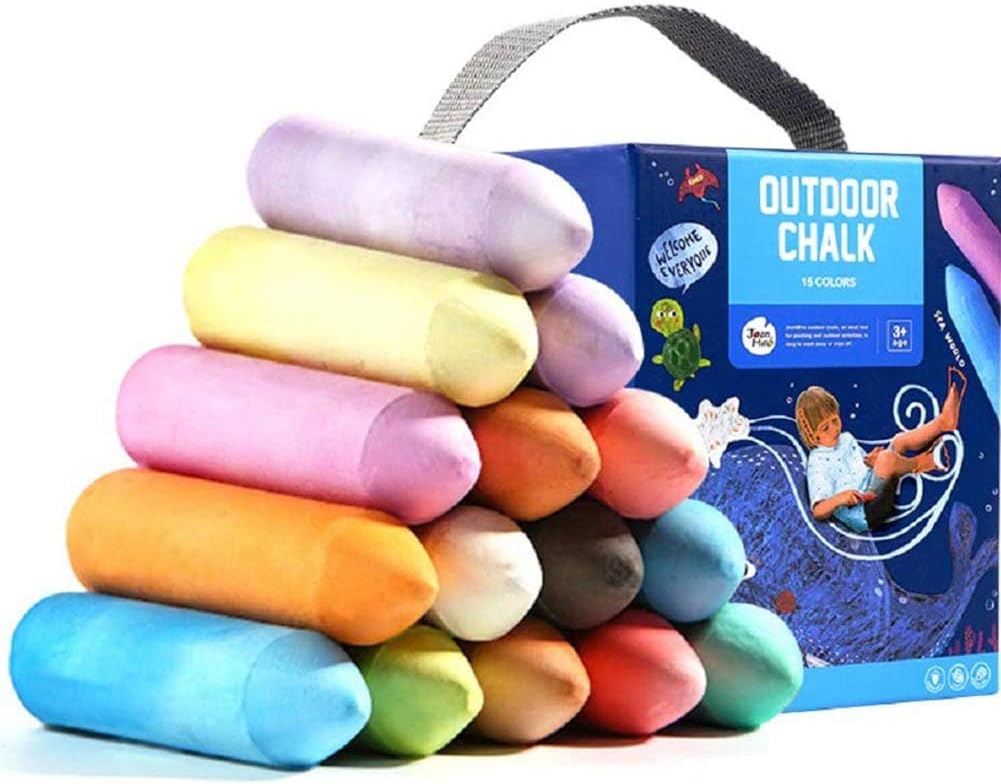 Fantasy Closet Sidewalk Chalk for Kids Toddlers Jumbo Chalk 20 Pieces-15 Bright & Cheerful Colors-Washable Outdoor Side Walk Outside Driveway Easter