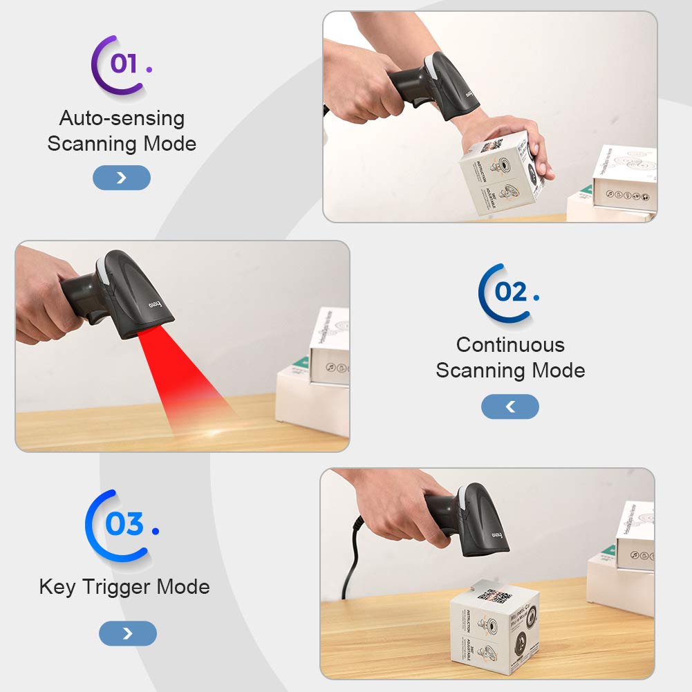 Eyoyo USB QR 2D Barcode Scanner, Handheld Wired Bar Code Reader PDF417 Data Matrix for Mobile Payment, Pos System, Supermarket Inventory Management, Plug and Play, Extra Long USB Cable