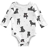 vvfelixl Baby Bodysuits Black Pug White Long Sleeve Cotton Baby Clothes For Boys Girls 0-24 Months