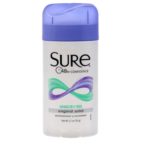 SURE ORIGINAL SOLID UNSCENTED, ANTIPERSPIRANT DEODORANT 2.70 OZ (PACK OF 6) PACKAGING MAY VARY