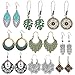 SUNNYOUTH 9 Pairs Vintage Drop Dangle Earrings Statement Bohemian National Style Turquoise Earrings Leaf Owl Long Dangle Earrings for Women Girls