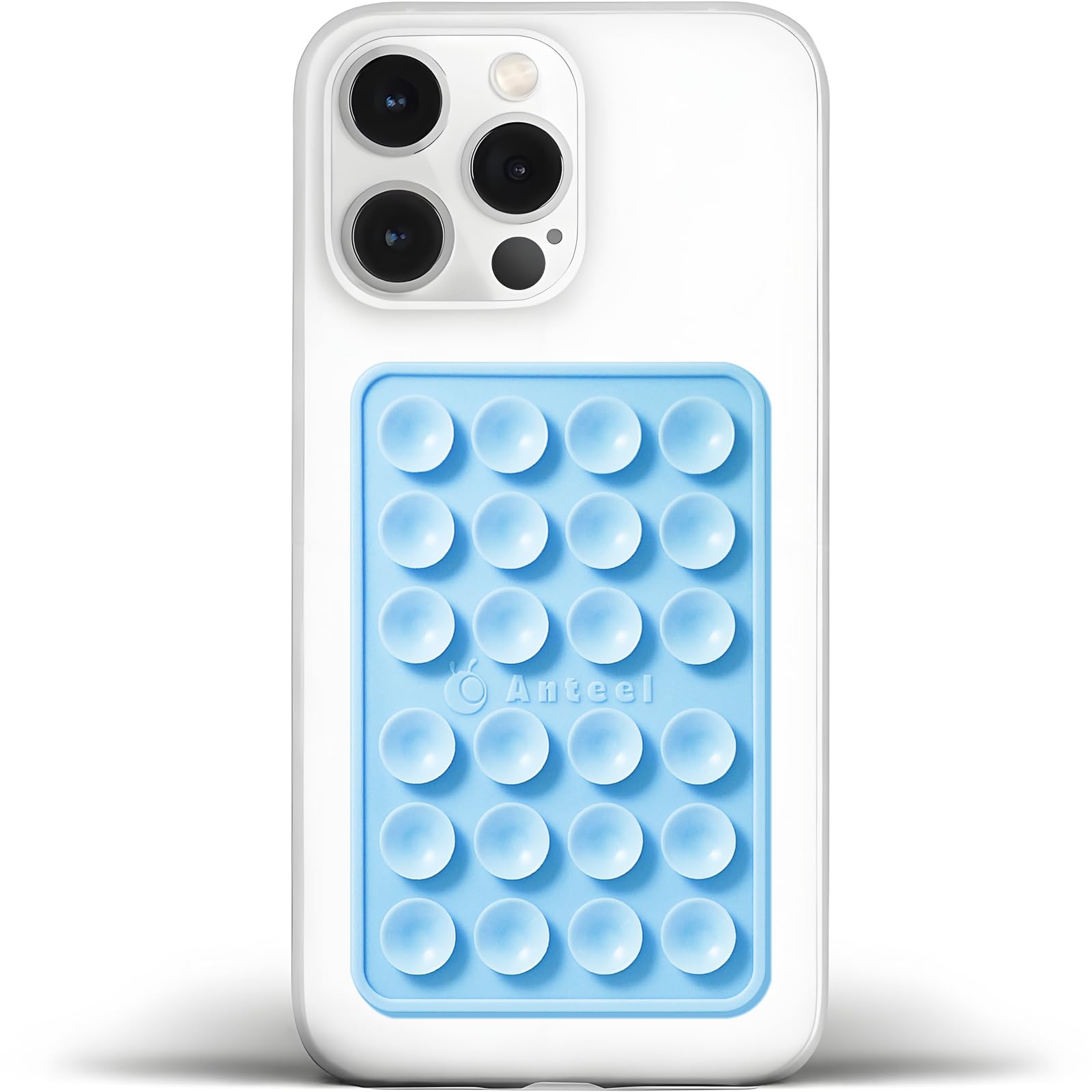 Photo 1 of Anteel Medium-Sized Silicone Suction Phone Case Adhesive Mount, Enhanced Suction Power and Upgraded Thickened Sticky Phone Grip, Durable, Hands-Free Sticky Phone Holder, 2.28"x3.46" (Baby Blue)