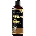 Brooklyn Botany Organic Castor Oil for Hair Growth, Eyelashes & Eyebrows - 100% Pure and Natural Carrier Oil, Hair & Body Oil - Moisturizing Massage Oil for Aromatherapy - 8 Fl Oz