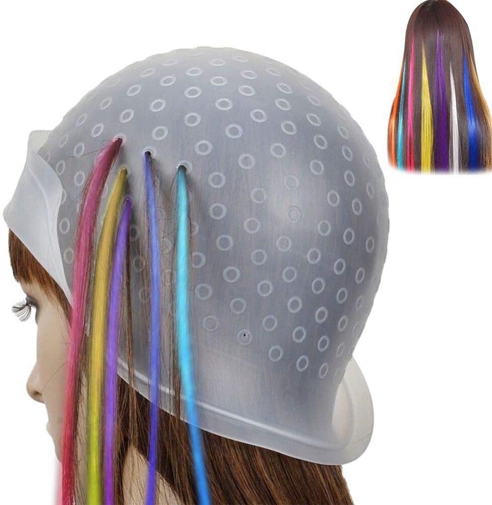 Magicap Reusable Hair Coloring Highlighting Rubber Cap Hook Frosting Tipping