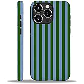 WANKBLC Compatible with iPhone 16 Pro Max Matte Case, Green and Blue Stripes Geometric Vertical Line Pattern for Girl Full Body Design Soft Silicone Drop Shock Scratch Protection