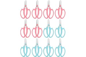 BINCKIN Flower Scissors - Stainless Steel Floral Scissors, Florist Cutters for Stems, Garden Plant Shears for Fresh Flowers (Blue, Pink) (12 PCS)