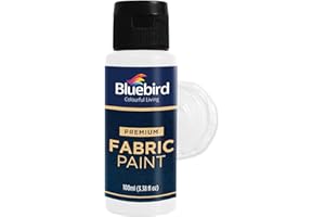 BLUEBIRD Fabric Paint, White, 3.4 Fl Oz – Permanent Fabric Paint for Clothes, Costumes, DIY Crafts & Furniture Upholstery