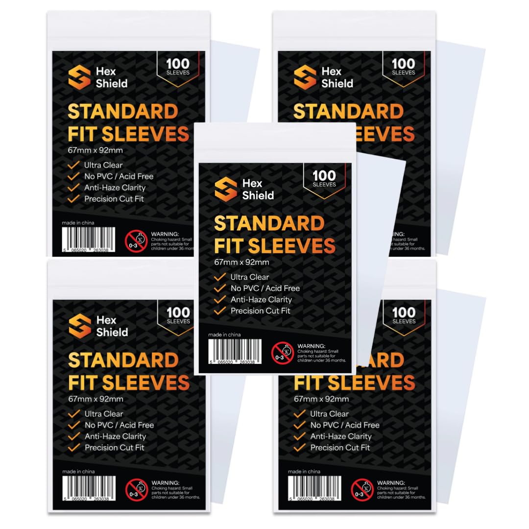 Hex Shield 500pk Clear Card Sleeves – Ultra Clear Penny Sleeves for Football Cards – Nxo PVC & Acid Free Trading Card Sleeves – 67mm x 92mm Card Protector Sleeves