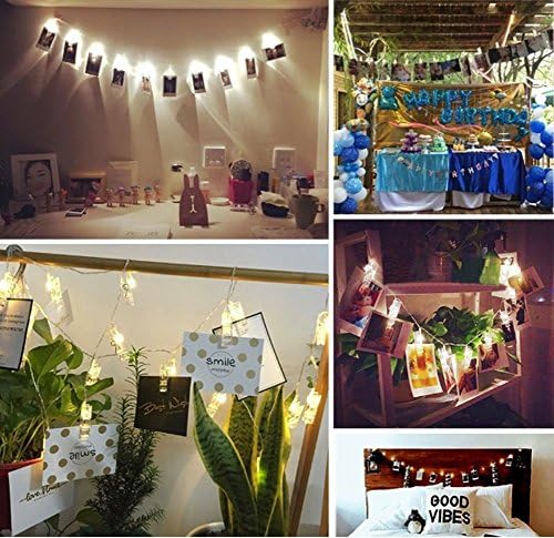 Neretva 20 LEDs Photo Clips String Lights, Christmas Lights Starry light Wall Decoration Light Wedding Party Christmas Home Decor Lights for Hanging Photos Paintings Pictures Card and Memos