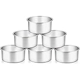 TeamFar 4 Inch Cake Pan, 6 Pcs Layer Baking Round Cake Pans Set Stainless Steel, For Baking Steaming Serving, Healthy & Sturdy, Mirror Finish & Dishwasher Safe