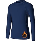 HYCOPROT Boys Compression Thermal Shirt Long Sleeve Youth Fleece Baselayer Kids Athletic Football Baseball Soccer Undershirt