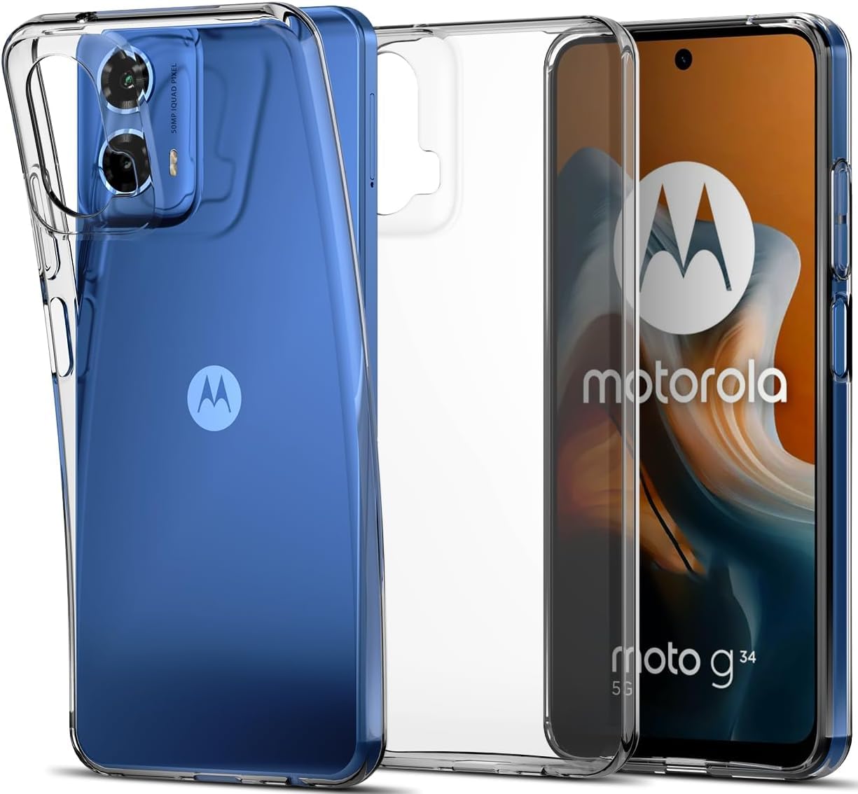PIXFAB for Motorola Moto G34 Case, [Ultra Slim] Scratch Resistant TPU Gel Rubber Soft Skin Silicone [Protective Case] Cover for Motorola Moto G34 - Clear