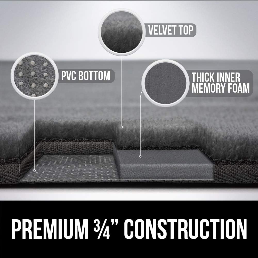 Gorilla Grip Original Thick Memory Foam Bath Rug, 24x17, Cushioned Soft Floor Mats, Absorbent Premium Bathroom Mat Rugs Rugs, Machine Washable, Luxury Plush Comfortable Carpet for Bath Room, Graphite: Home & Kitchen