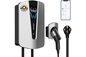 EVAYAFOX Level 2 Electric Vehicle Charger,48Amp/240V, 25ft Cable FCC/UL Indoor/Outdoor J1772 EV Car Charging Station w/App Control, WiFi Enabled (Gray/NEMA 14-50)
