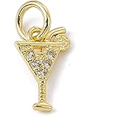 KitBeads 10pcs Cubic Zirconia Cocktail Charms - 18K Gold Plated Drink & Wine Goblet Charms for Jewelry Making Bulk