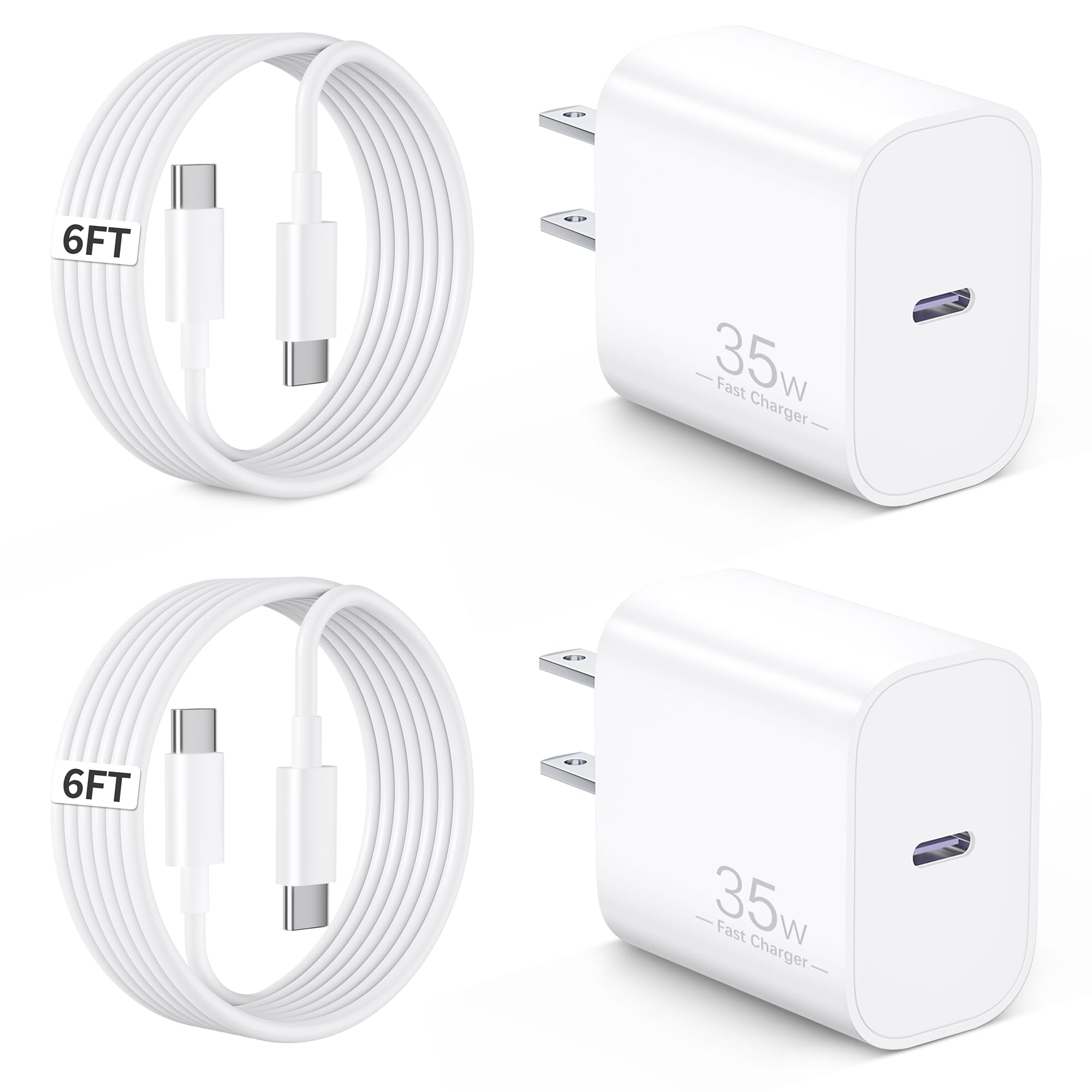 for Google Pixel Charger Fast Charging, 2 Pack 35W Type C Super Fast Wall Charger Block with 6FT USB C to C Cable Cord for Google Pixel 10/10 Pro/10 Pro XL/9/9 Pro XL/Fold/8/8a/8 Pro/7/7a/6/5/4/3 XL