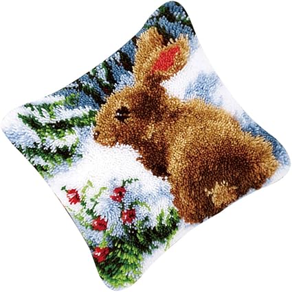 Baosity Funny Animal Flower Latch Hook Rug Kits Pillow Case Making