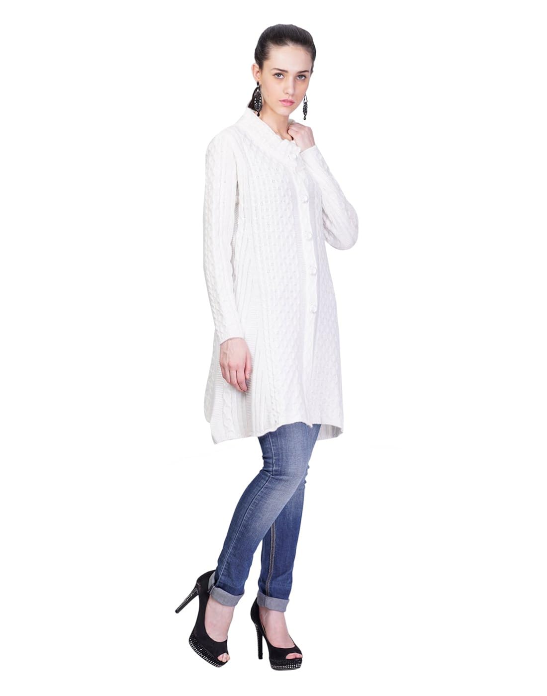 montrex white designer long coat for women