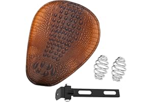 KICRY Leather Motorcycle Solo Seat Springs Mounting Bracket Kit Compatible with Harley Honda Yamaha Kawasaki Suzuki Sportster Bobber Chopper Custom Application (Crocodile Brown)
