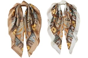 2PCS Head Scarf Head Scarves Silk Like Satin Neck Scarfs Square Bandana Hair Wraps Scarf for Sleeping for Women 27"