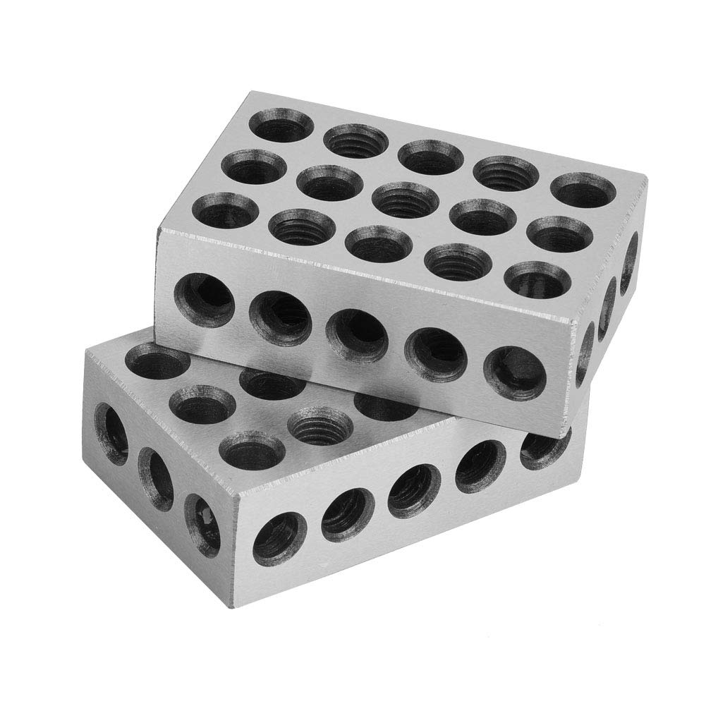 Blocks Hardened Steel,123 Block,Metric hinist Blocks,Metric 123 Blocks,255075 Block 2Pcs 25X50X75Mm Blocks 23 Holes Milling Parallel Clam Block Milling hine Accessories