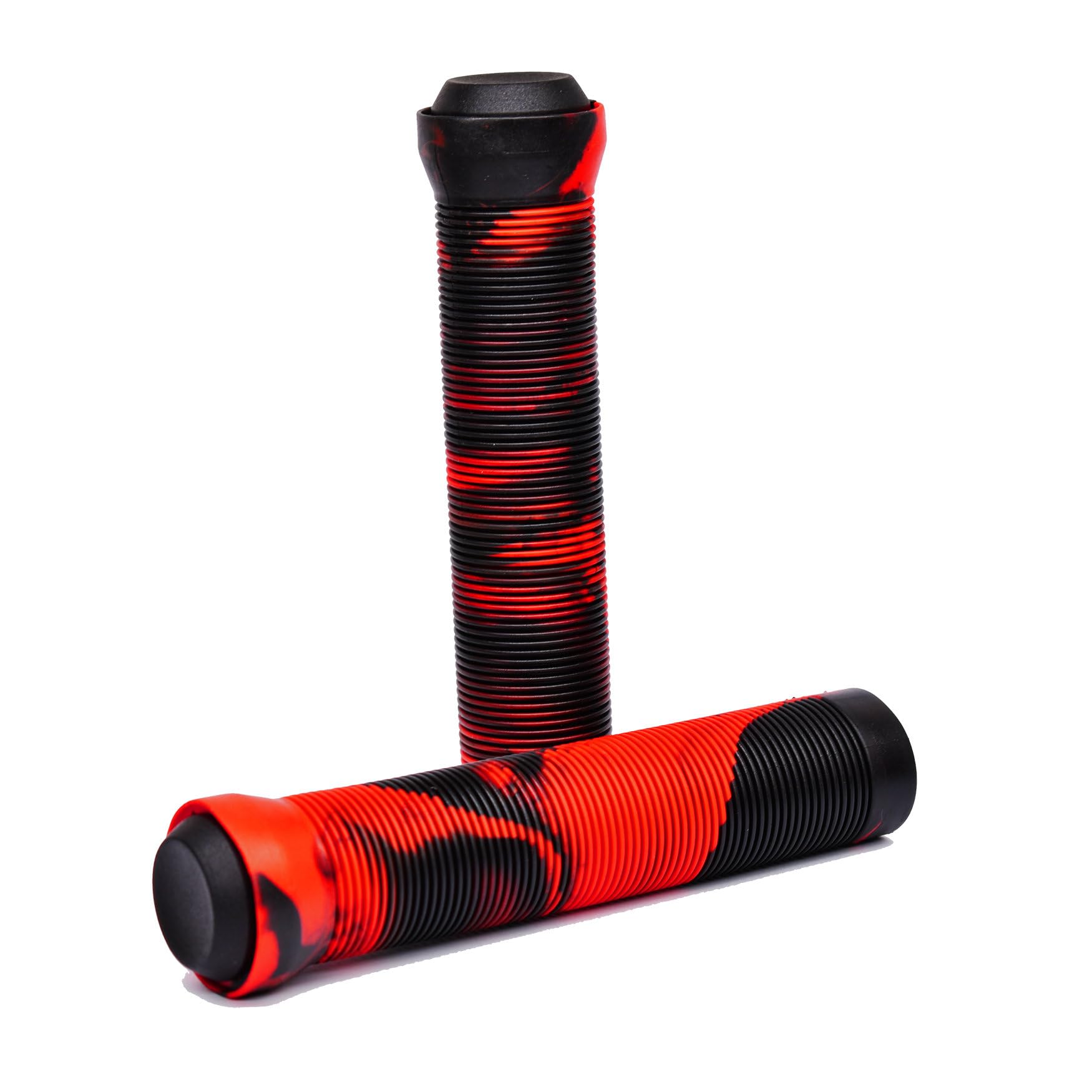 Team Dogz Bicycle Handlebar Grips, Non-Slip Soft Rubber Cycling Grips, Waterproof for MTB BMX Cycle Road Mountain Bike Multi Coloured Rainbow (1 Pair) (Black & Red)