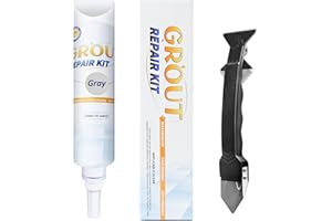 Lskysaga Tile Grout Repair Kit - Grout Filler, Grout Repair Paste with Silicone Trowel Scraper, Fast Drying Grout Repair Kit for Bathroom Shower Kitchen Floor Tile, Waterproof (17.64 oz, Gray)