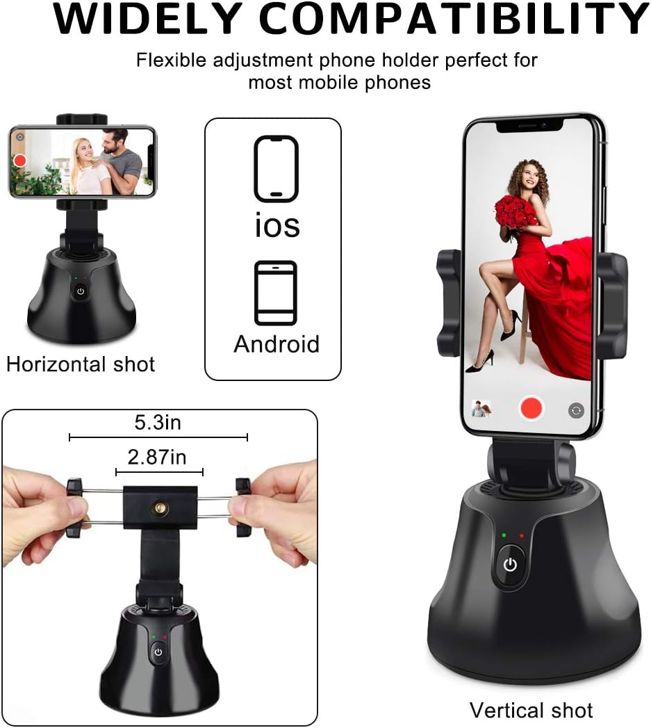 Smart Portable Selfie Stick,360°Rotation Auto Face Object Tracking Camera Tripod Holder Smart Shooting Cell Phone Camera Mount, Vlog Shooting Smartphone Mount Holder for All iPhone Android Phone: Camera & Photo