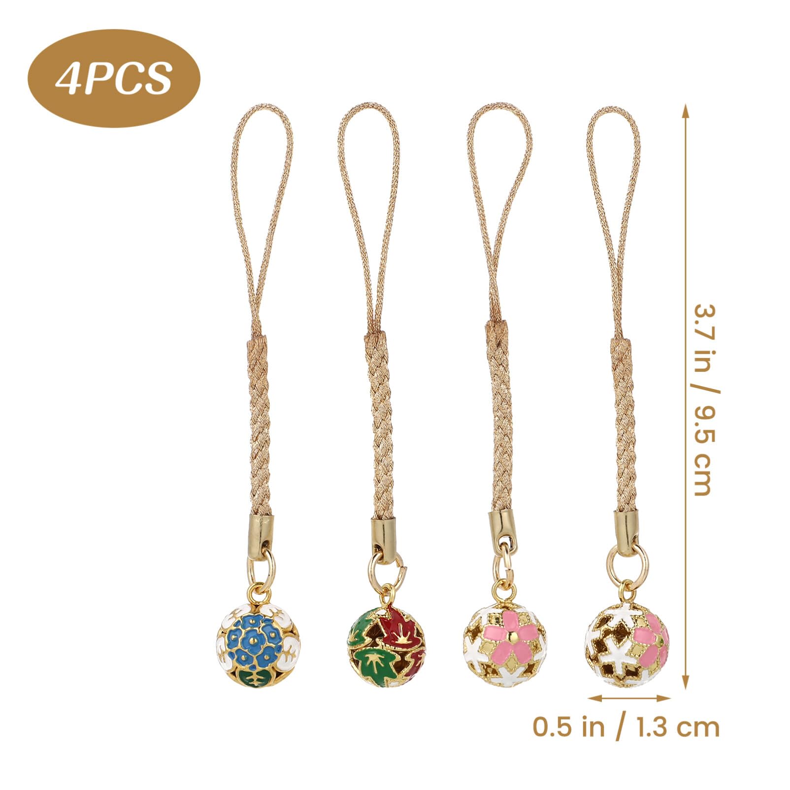 Phone Charm Pendant - 4 Pcs Cute Japanese Bell Phone Pendant Charms Cell Phone Strap Blossom Cell Phone Charms Keychain Decor Christmas Bell (Random Style)