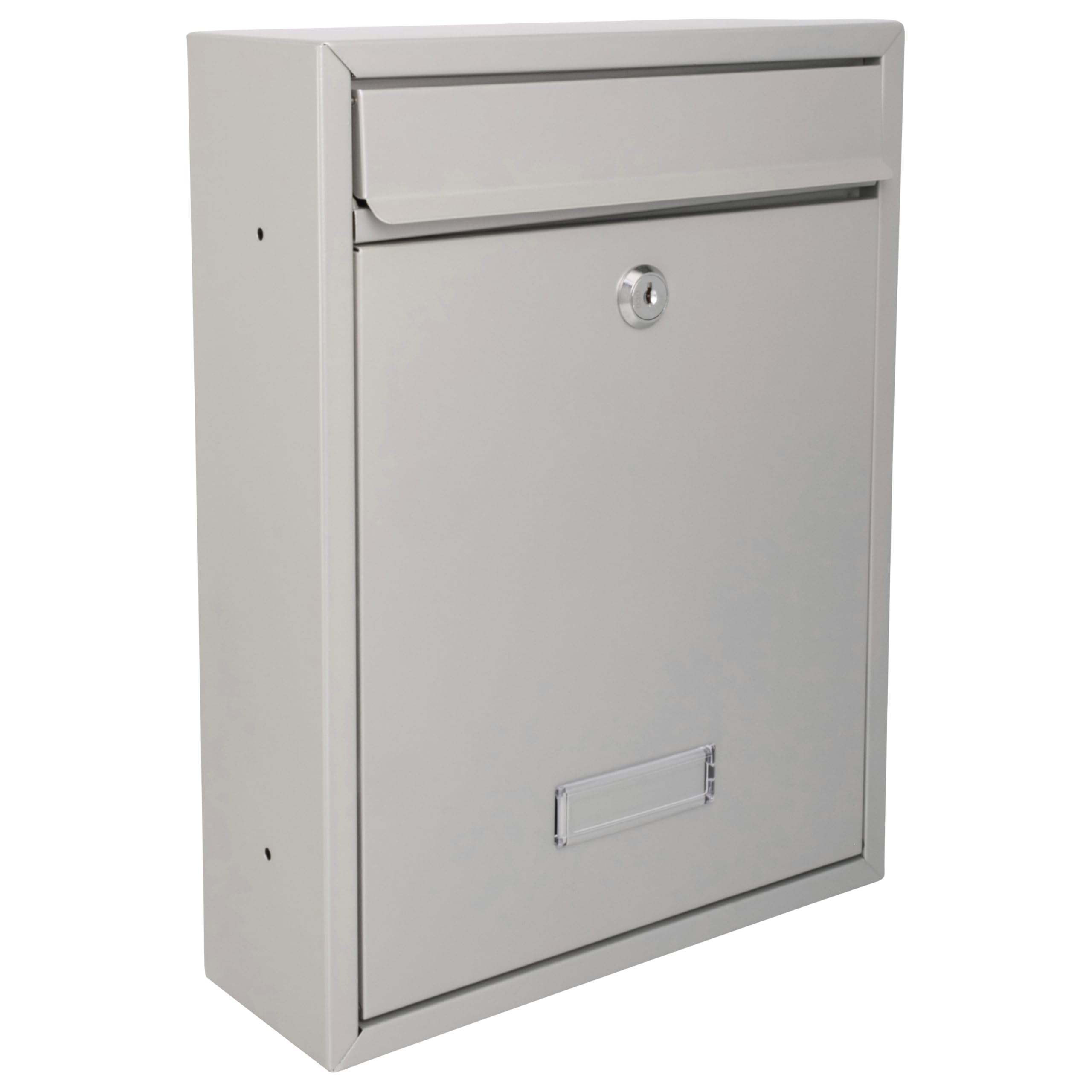 Burg-Wachter MB19S Trent Wall Mounted Galvanised Steel Lockable Weatherproof Post Box, Silver 26x34x9cm